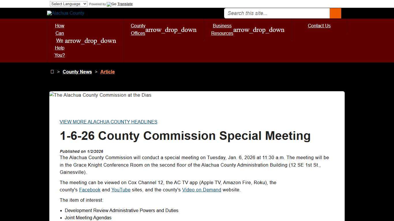 1-6-26 County Commission Special Meeting