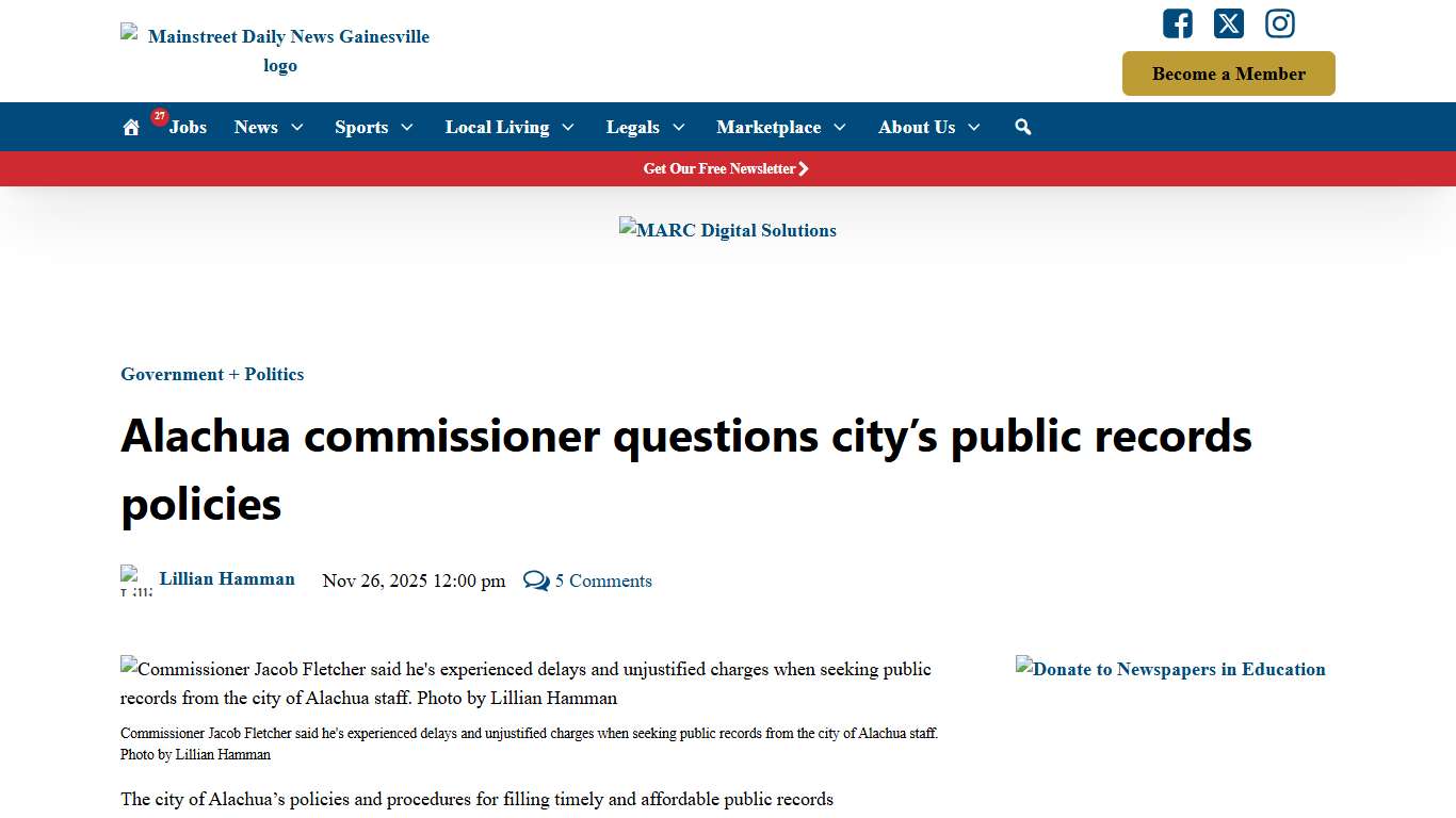 Alachua commissioner questions city’s public records policies